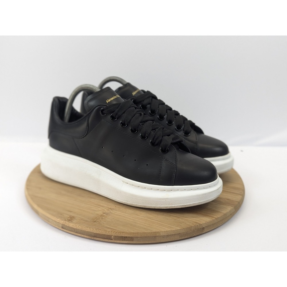 Alexander McQueen Shoes Black Leather Oversized Sneakers 39.5 Womans 9.5 M 6.5